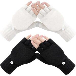 Convertible Fingerless Knit Mitten Gloves